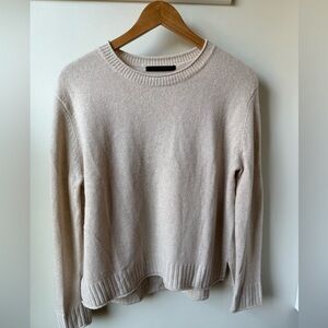 JENNI KAYNE Everyday Sweater Quiet Luxury Oatmeal Wool Cashmere Soft Cozy S
